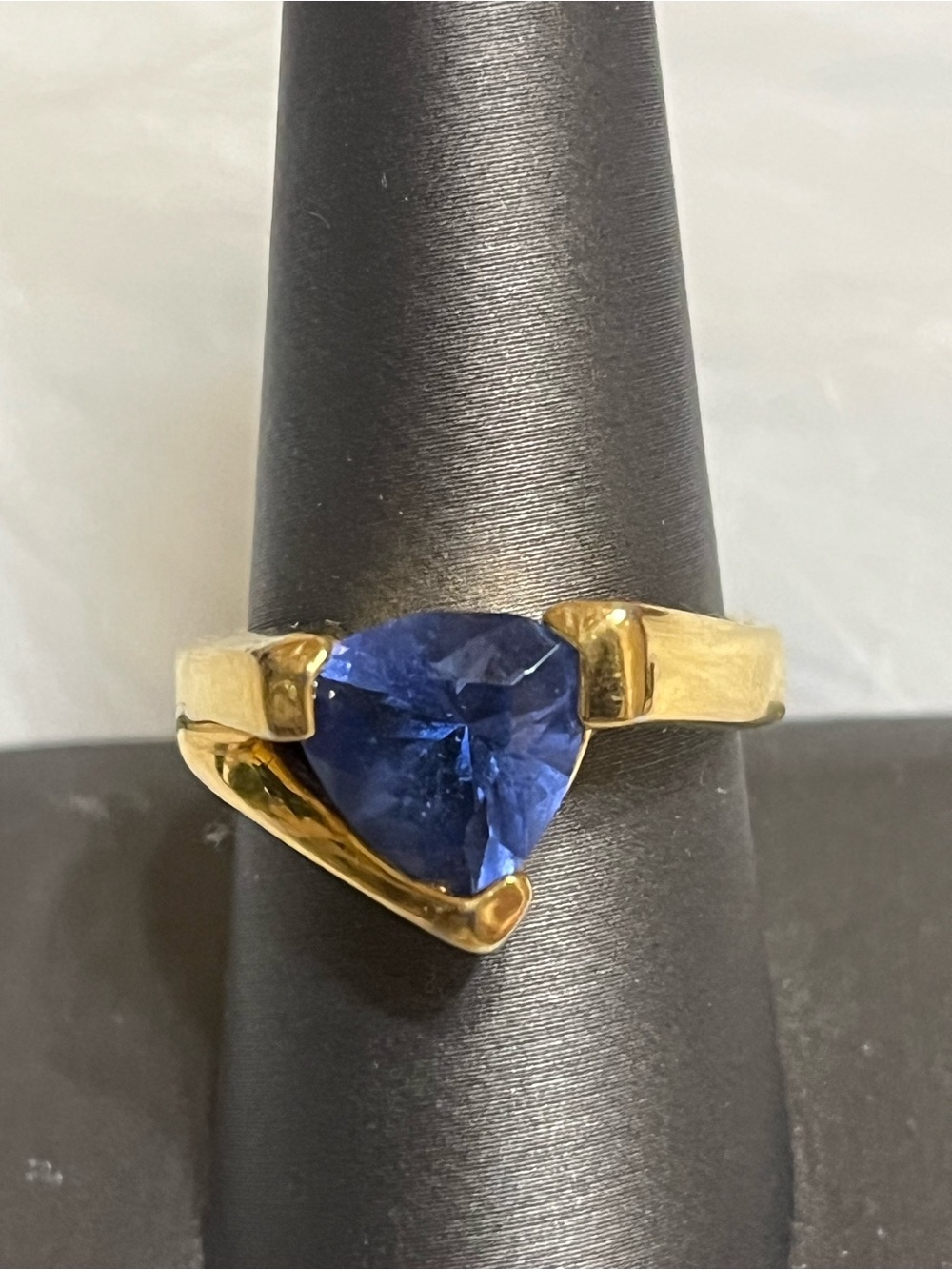 Gold Over Sterling Trillion Cut Tanzanite Ring